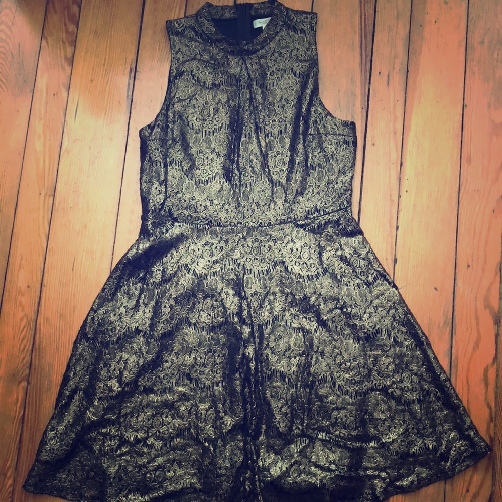 Black and Gold High Neck Cocktail Dress